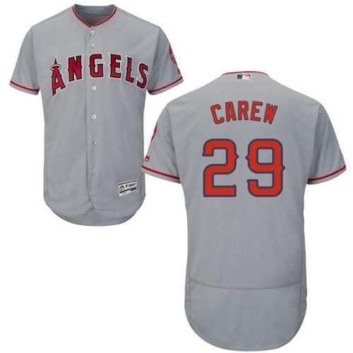 Angels of Anaheim #29 Rod Carew Grey Flexbase Authentic Collection Stitched MLB Jersey